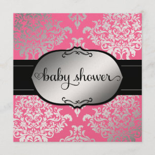 311 Faux Silver Lux Damask Inbjudningar