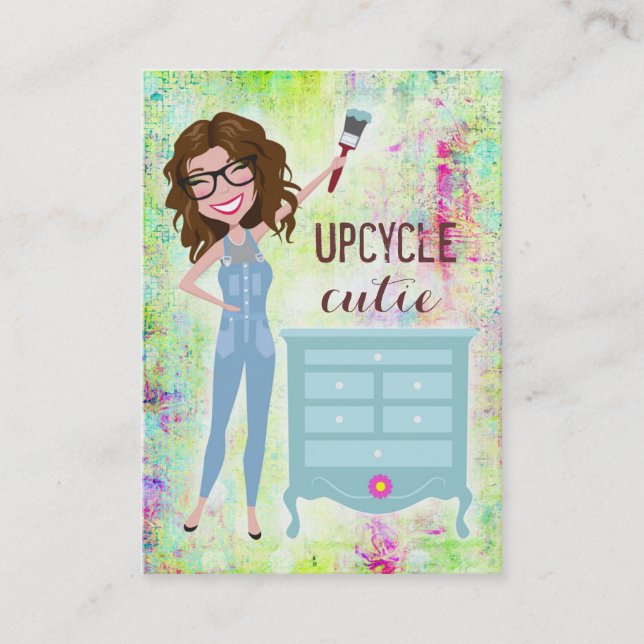 311 figurerade mer full för Upcycle Cutie brunett Visitkort (Framsida)