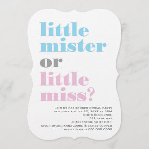 311 Gender Visa lilla mister lilla miss Inbjudningar