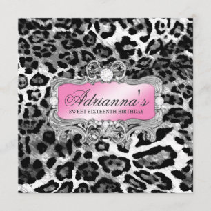 311 Glam diamanter för rosagråttLeopard Inbjudningar