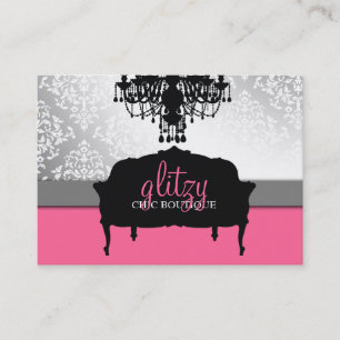 311 Glitzy chic Boutique - rosa rosor Visitkort