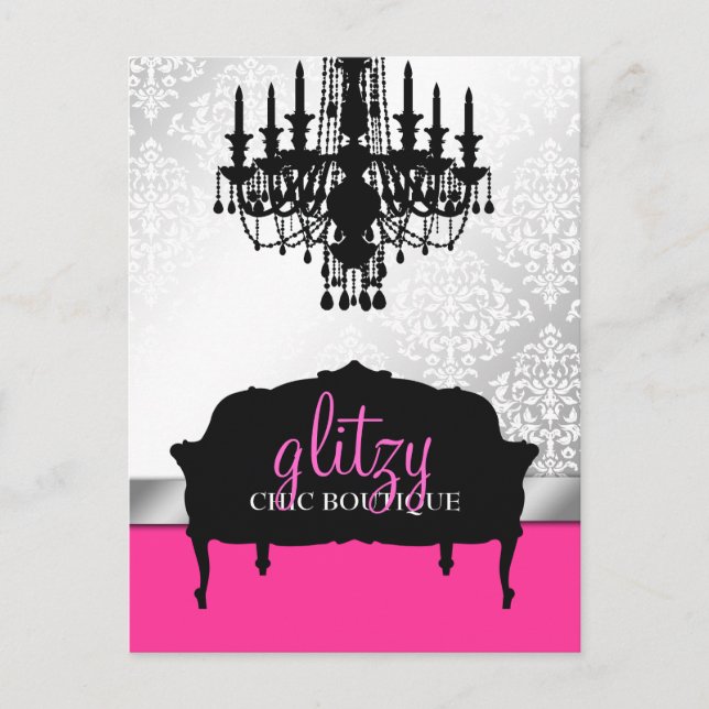 311-Glitzy Chic Boutique Shock rosa Postcard Vykort (Framsida)