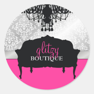 311 Glitzy Chic Boutique Shock rosa Runt Klistermärke