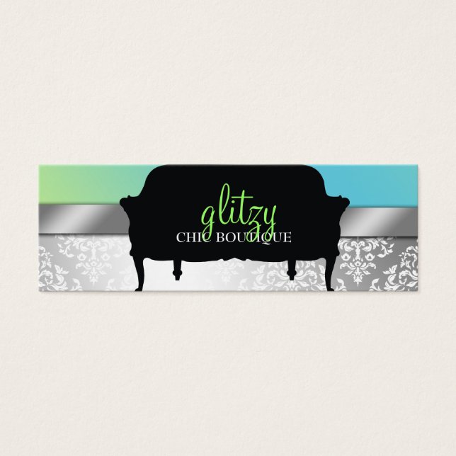 311 Glitzy Chic Boutique Turquiose Lime Litet Visitkort (Framsidan)
