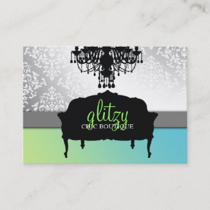 311 Glitzy Chic Boutique Turquiose Lime Visitkort