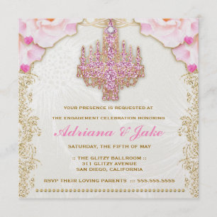 311 Glitzy Rosa Kristallkrona Metallisk Inbjudan