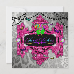 311 Godis Värld Pink Leopard Metallisk Inbjudningar