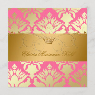 311-Golden Damask Shimmer Strawberry Brulee Inbjudningar