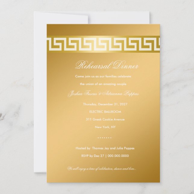 311-Golden Grekiska Nyckel Inbjudningar (Framsida)