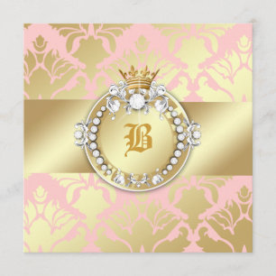 311 guld- damastast Shimmerdrottningbaby shower Inbjudningar