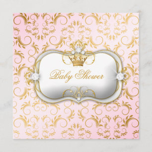 311 guld- gudomliga rosa baby shower för Ciao Inbjudningar