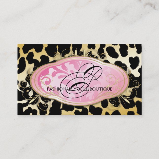 311 guld- Leopardfläckar för Bodacious Boutique Visitkort (Framsida)
