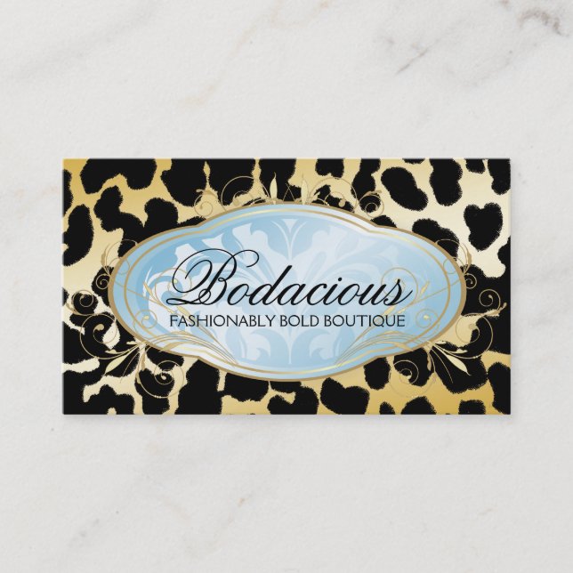 311 guld- Leopardfläckar för Bodacious Boutique Visitkort (Framsida)