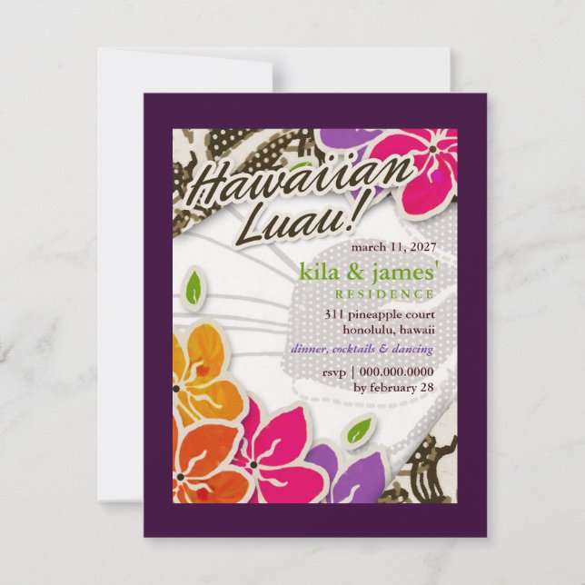 311-Hawaiian Himmels Invitation | Lila Inbjudningar (Framsida)