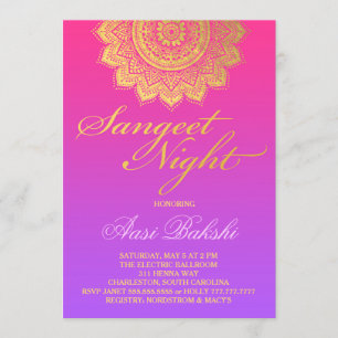 311 Henna Sangeet NiPink Lila Ombre Inbjudningar
