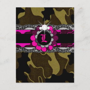 311-Hott Rosa Camo Lingerie Shower Inbjudningar