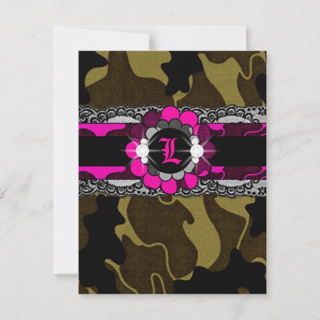 311-Hott Rosa Camo Lingerie Shower Inbjudningar (Framsida)