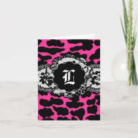 311-Hott Rosa Leopard Snöre tackkort