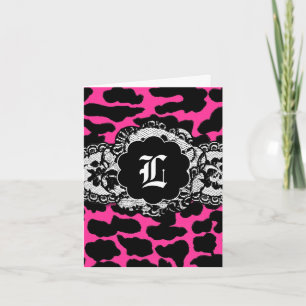 311-Hott Rosa Leopard Snöre tackkort