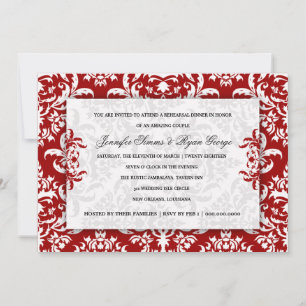 311 Inbjudan till Jennifer Red Velvet Damask