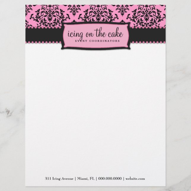 311-Inläggning på Cake Rosa Licorice Letterhead Brevhuvud (Framsida)