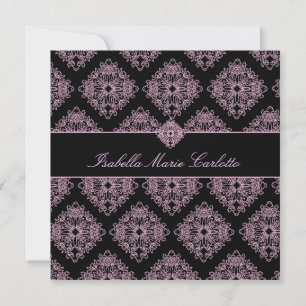 311-Isabella Rosa et Black Damask-inbjudan Inbjudningar