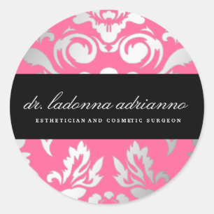 311-Ladonna Damask Ro Rosa Runt Klistermärke