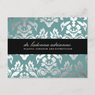 311 Ladonna Damask Teal Blue Vykort