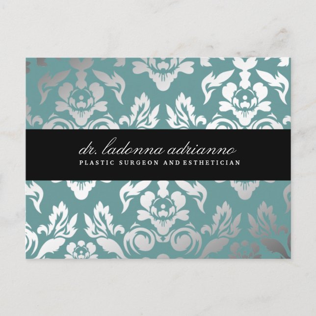 311 Ladonna Damask Teal Blue Vykort (Framsida)