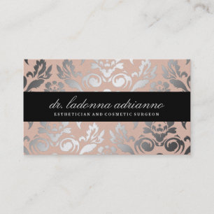 311 Ladonna damastast Peachy rosor Visitkort