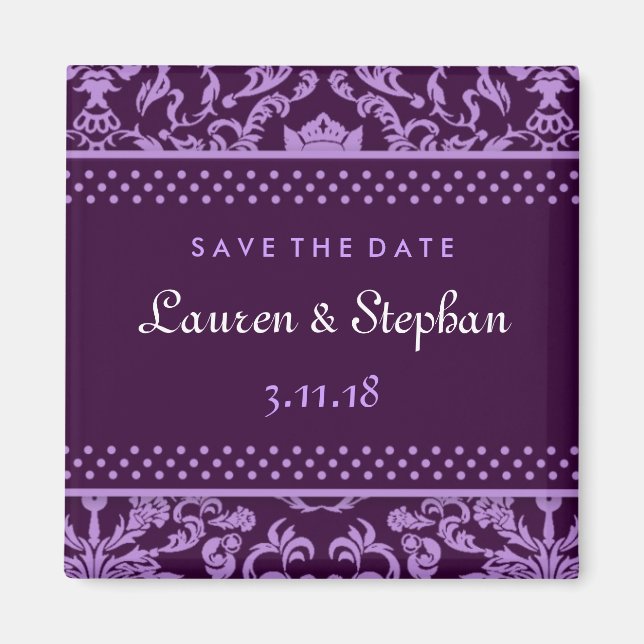 311-Lauren Damask Spara datum Lila Magnet (Framsidan)