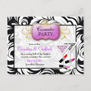 311-lavish Lila Plate Cosmetic Party Inbjudan Vykort