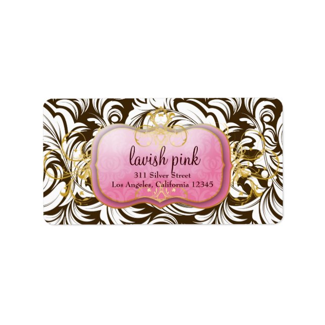 311 Lavish Rosa Brown-etikett Adressetikett (Framsidan)