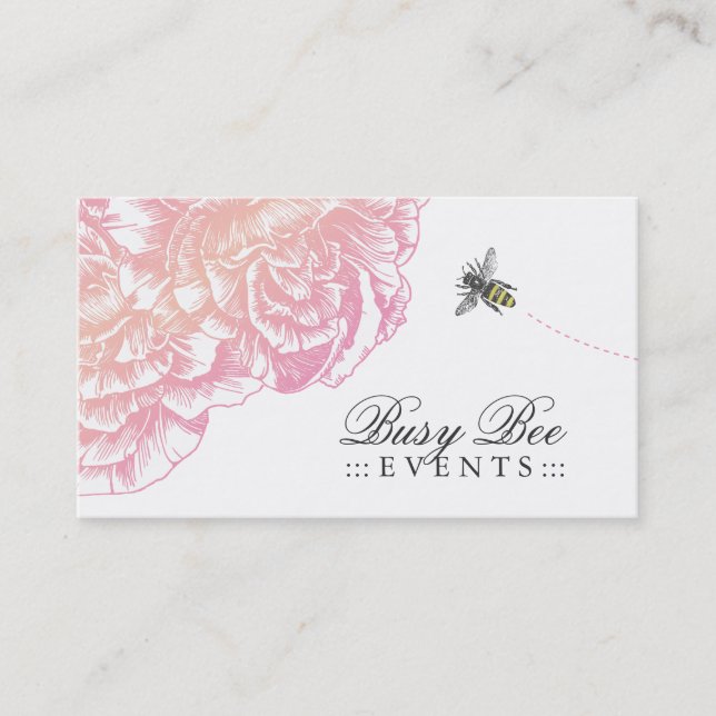 311-Le flott Fleur med biet - krämig rosa Visitkort (Framsida)