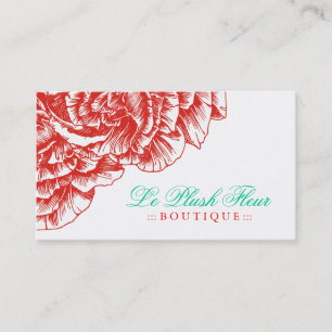 311 Le Plysch Fleur Rouge & turkos Visitkort