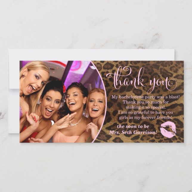 311 Leopard Bachelorette Party Tack Kort (Framsida)