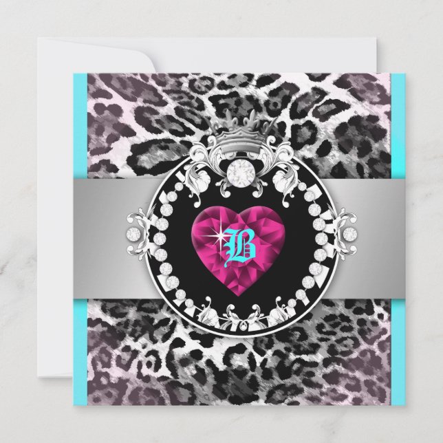 311-Leopard-Tique Queen of Hearts 21 Inbjudningar (Framsida)
