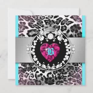 311-Leopard-Tique Queen of Hearts Sweet 16 Inbjudningar