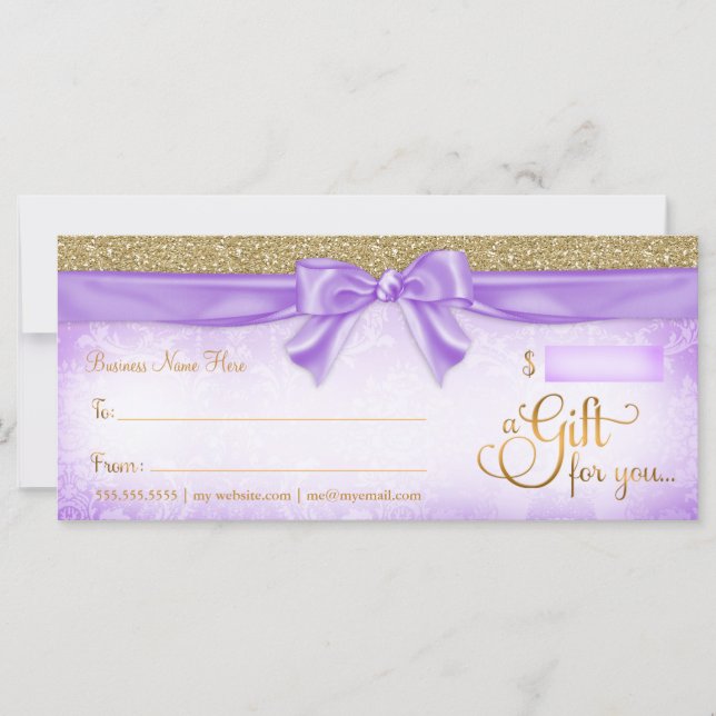 311 Lila Faux Glitter Gift Certificate (Framsida)