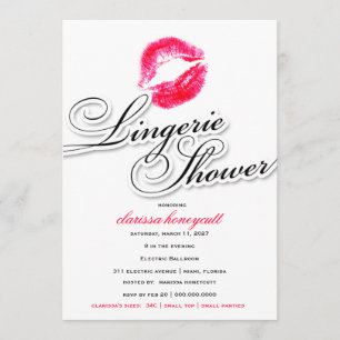 311-Lingerie Shower - Candy Red Kisses Inbjudningar