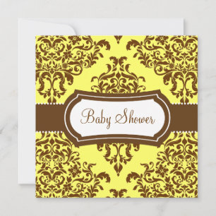 311 Lovey Dovey Damask Baby Shower Tropical Banana Inbjudningar