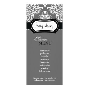 311 Lovey Dovey Damask Rack Card Grått Reklamkort