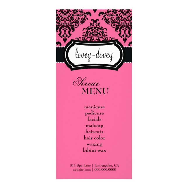 311 Lovey Dovey Damask Rack Card Peony Rosa Reklamkort (Framsidan)