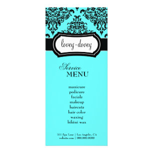 311 Lovey Dovey Damask Rack Card Turcos Blue Reklamkort