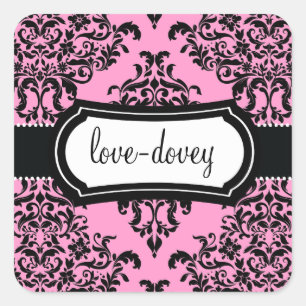 311 Lovey Dovey Damask Sticker Rosa Fyrkantigt Klistermärke