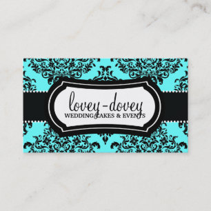311 Lovey Dovey Damask Turcos Blue Visitkort