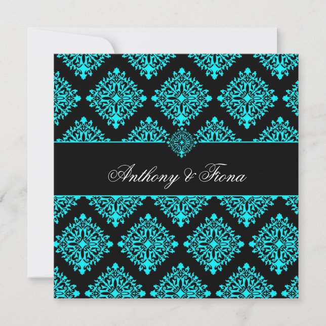 311 Luciana Aqua & Black Inbjudningar (Framsida)