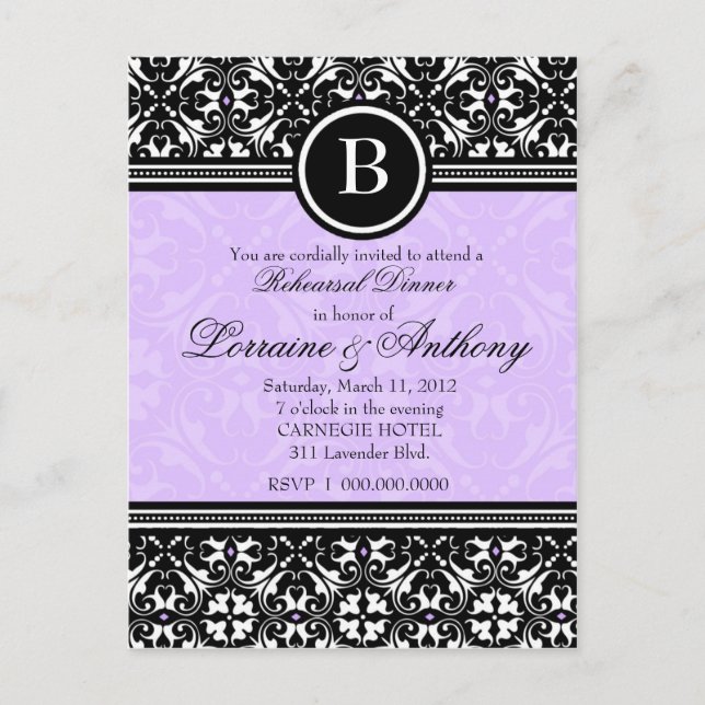311 LUSCIÖS LAVENDER DAMASK-INBJUDAN INBJUDAN VYKORT (Framsida)