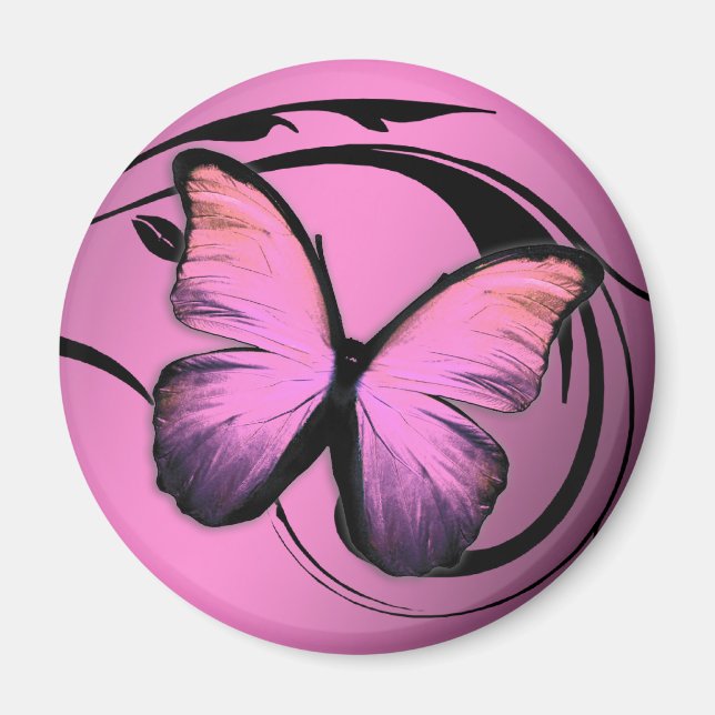 311 Lustrous Butterfly Rosa Pout Magnet (Framsidan)