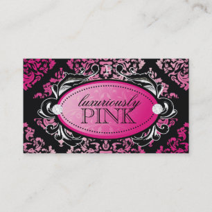 311 Luxuriöst Rosa Damask Monogram Visitkort